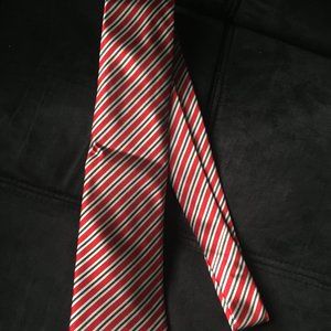 Stefano Ricci Luxury Collection Red Black Silver Striped 3.5" Silk Tie